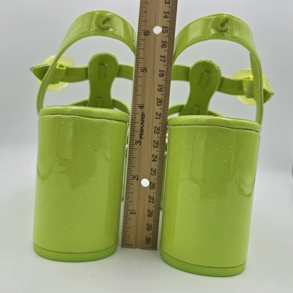NWOT CIRCUS NY Sam Edelman Golda Platform Sandals—Wasabi (Sparkly Glitter Green) - Picture 9 of 16